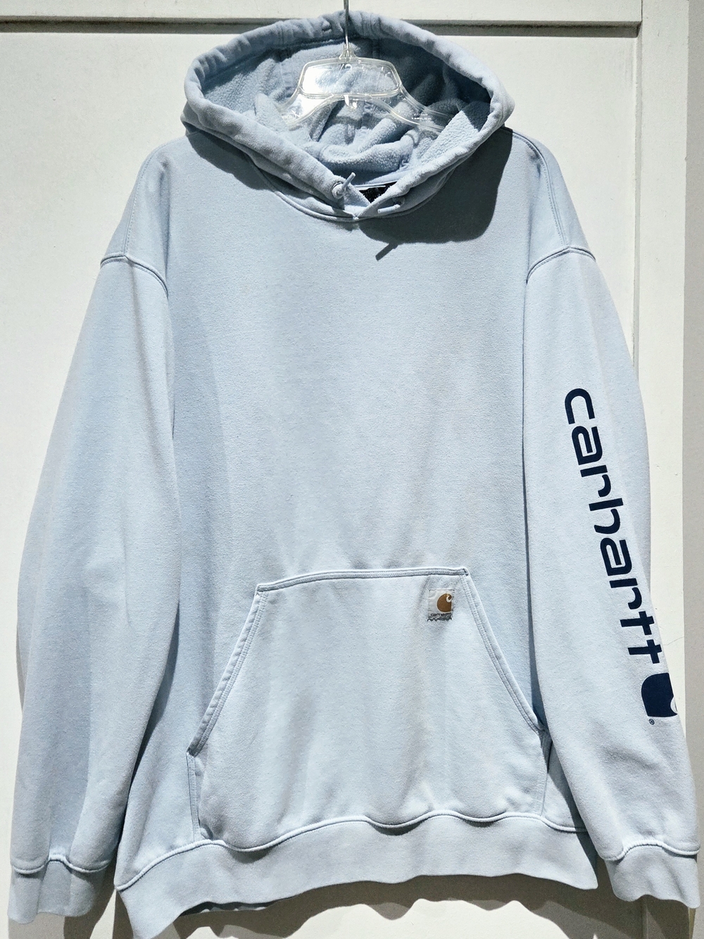 Carhartt Men’s Light Blue Logo Sleeve Hoodie
